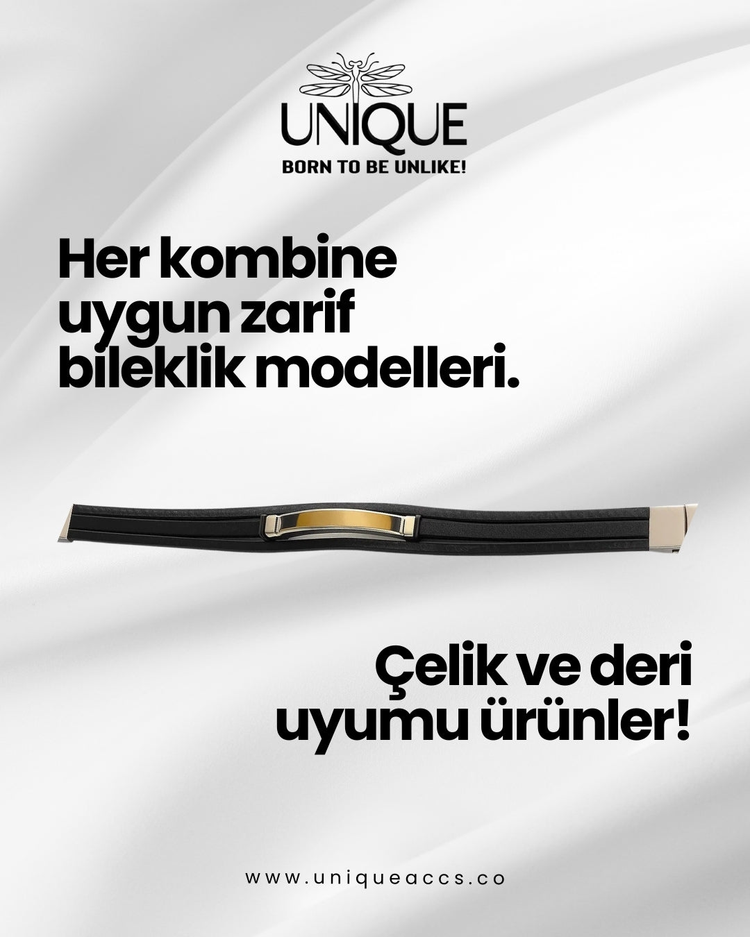 Siyah Renk Metal Detaylı Çelik Bileklik