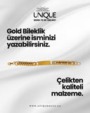 Altın Renk Zincir Detaylı Çelik Bileklik (Unisex)