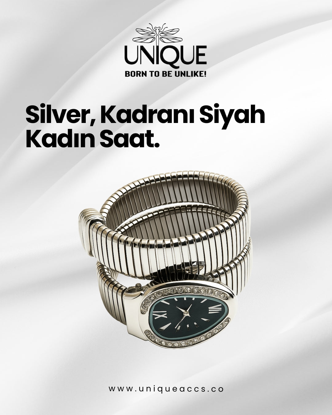 Yılan Desenli Kol Saati Silver